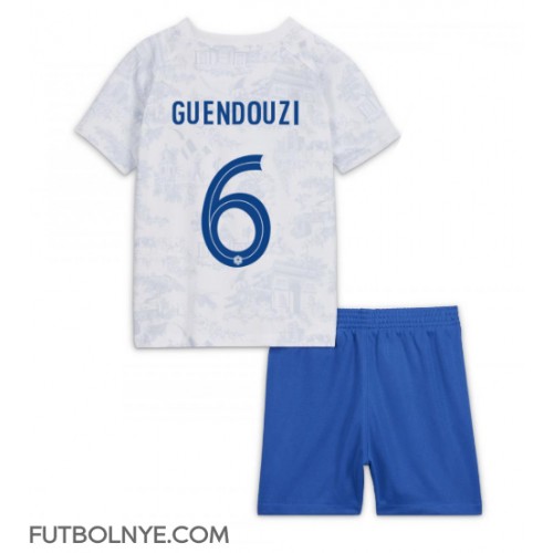 Camiseta Francia Matteo Guendouzi #6 Visitante Equipación para niños Mundial 2022 manga corta (+ pantalones cortos)